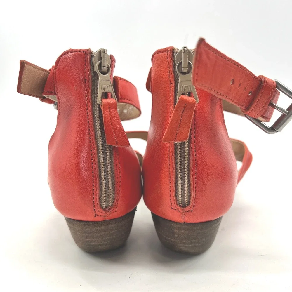 Miz Mooz Cassie Wide Sandals US 8.5W/9W EU 39W Orange Boho Leather Ankle Block